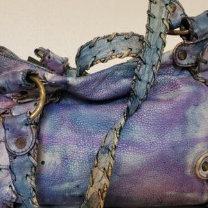 Watercolor Died Vintage Kooba Shoulder Bag Genuine Leather
